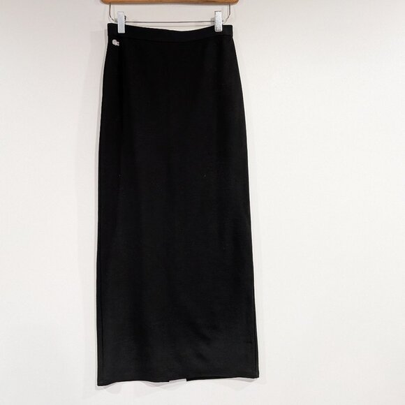 Lacoste Live! Maxi Skirt with Slit Black Size XS - Picture 1 of 5